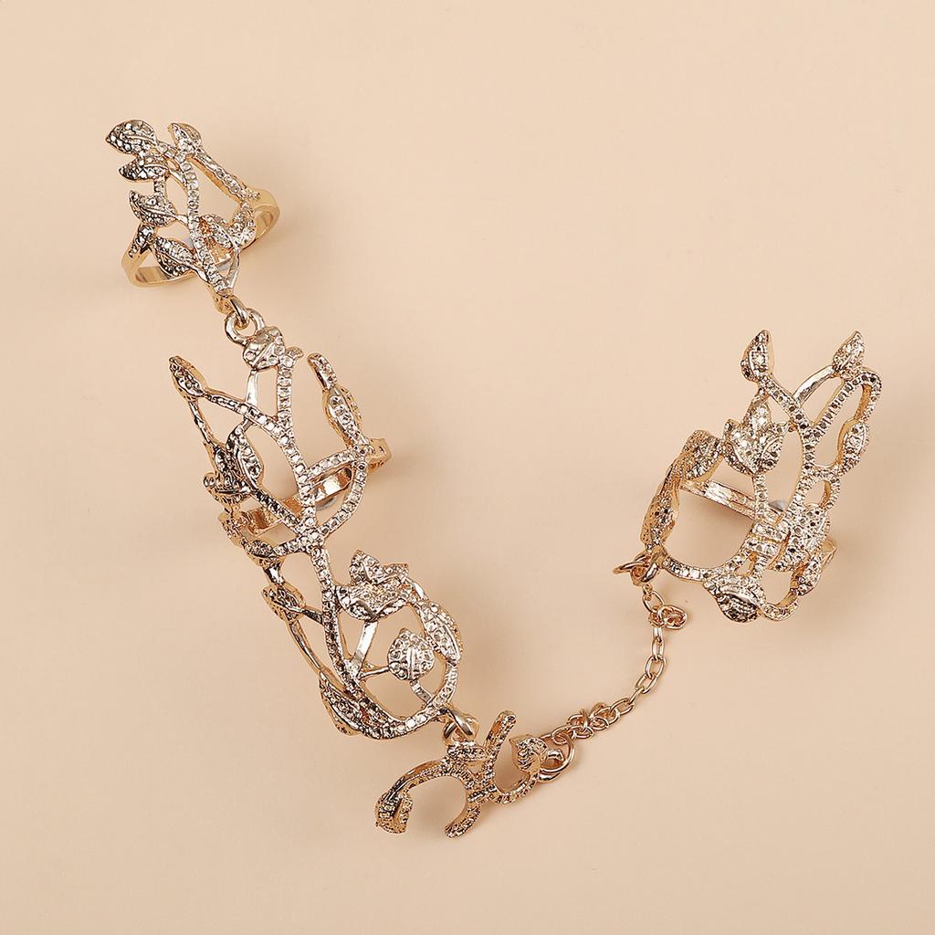 One-Piece Personalized Ring Rose Rhinestone Diamond Set Hollow One-Piece Jewelry Adjustable Ring Ebay Ring