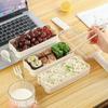 Przenośny Pojemnik na Lunch z Komorami ze Słomy Pszennej Pudełko Bento z Rączką do Przenoszenia Wielokrotnego Użytku Pojemniki na Sztućce 900ML Pudełko na Lunch Bento
