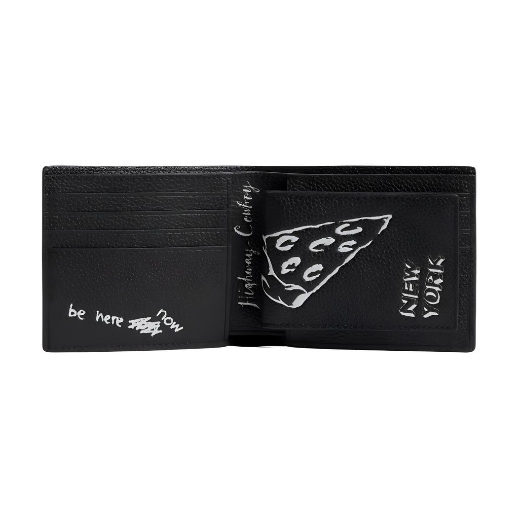 New COACH 3 IN 1 Wallet Polished Pebble Leather Wallet Mini Men's Black & Multicolor CAO11-BLC