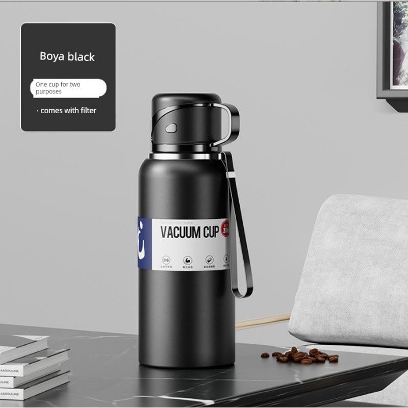 316 Stainless Steel Smart 2026 New Model Large-Capacity Thermos Cup Portable Outdoor Gift Thermos Water Bottle 2.1L Black