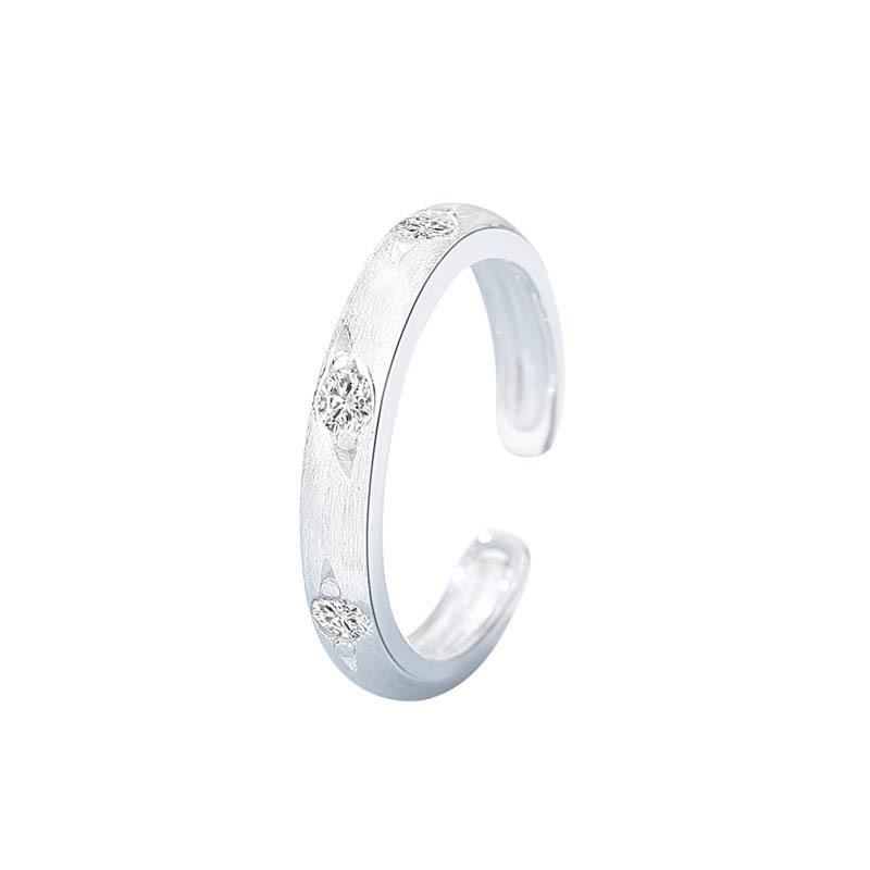 Light Luxury Niche Octagram Matte Brushed Ring Women s Personality Plain Ring Open Ring adjustable opening