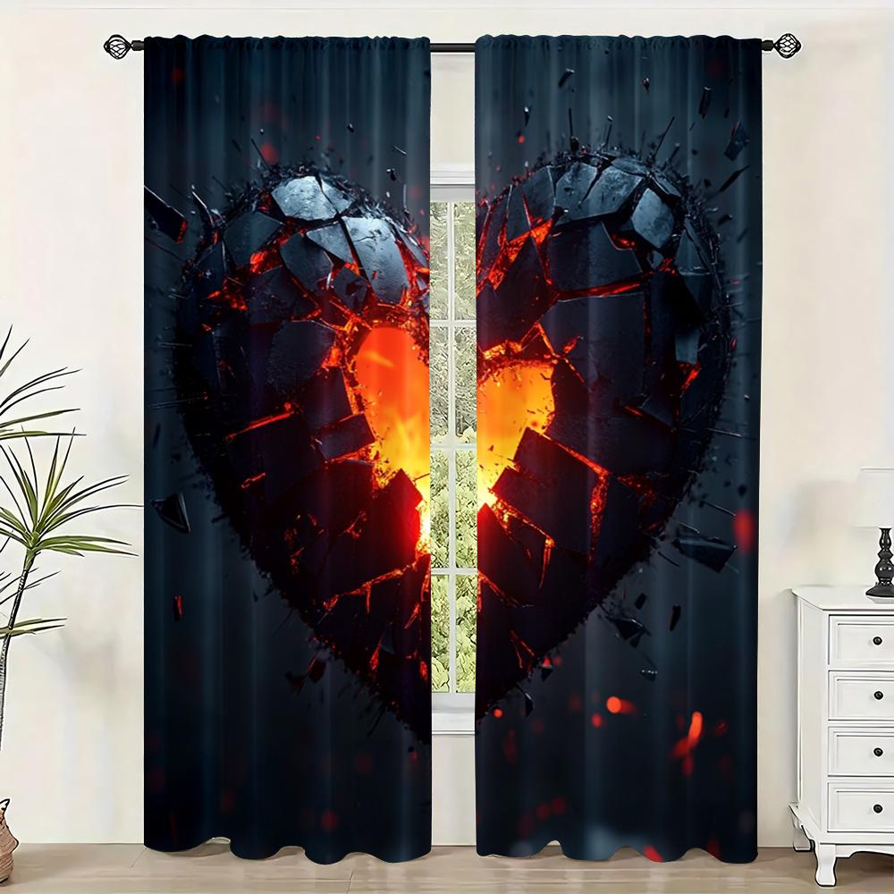

2pc, Party Curtains heart broken Versatile Polyester Fabric,Without Electricity Versatile Applies to Holiday Celebrations 29x65in(75x166cm)