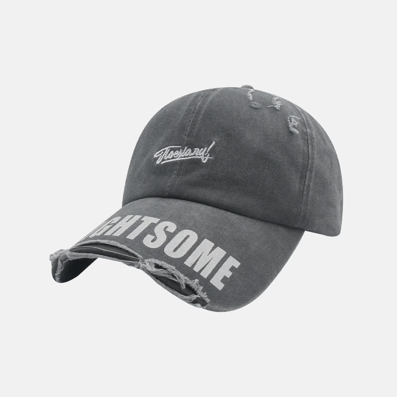 

Meimeier Vintage american distressed washed baseball cap - women s spring/autumn letter patch versatile face-slimming duckbill cap світло-сірого кольору