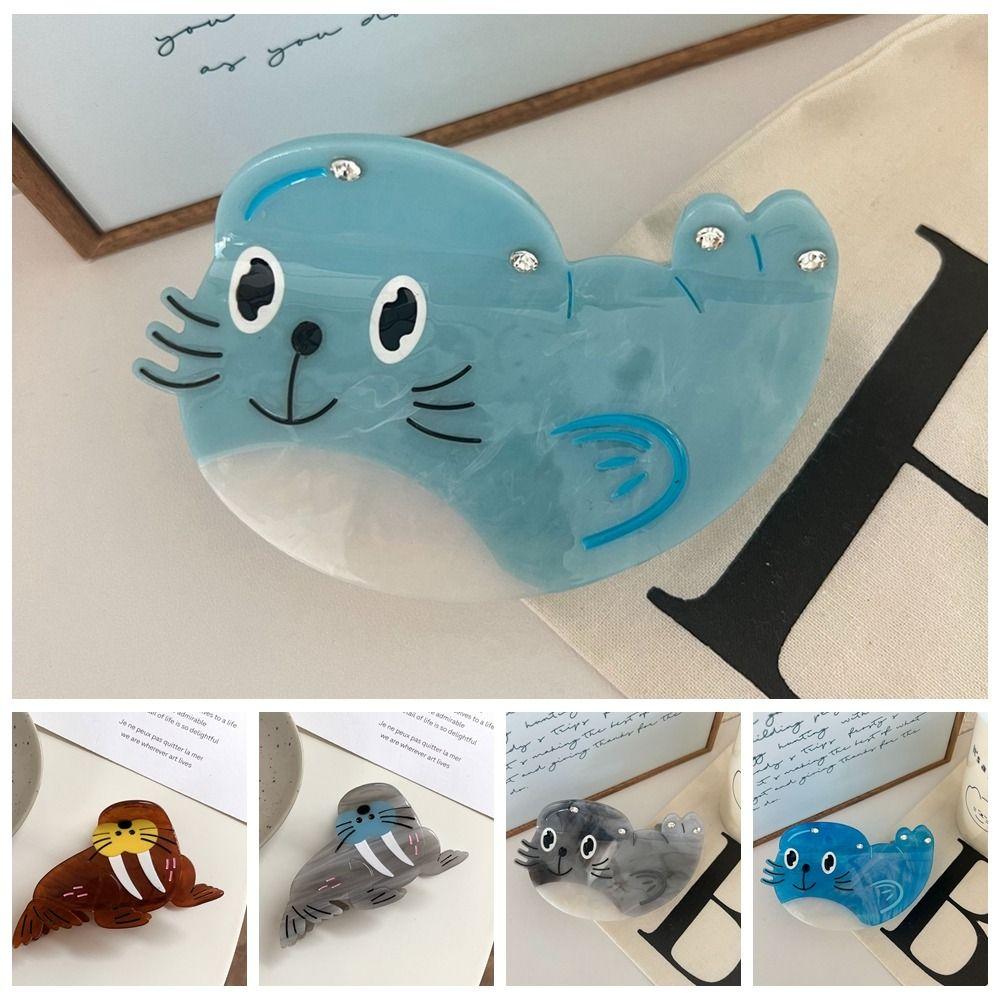 Korean Style Headwear Sea Lion Hair Claw Acetic Acid Geometry Shark Clip  Travel