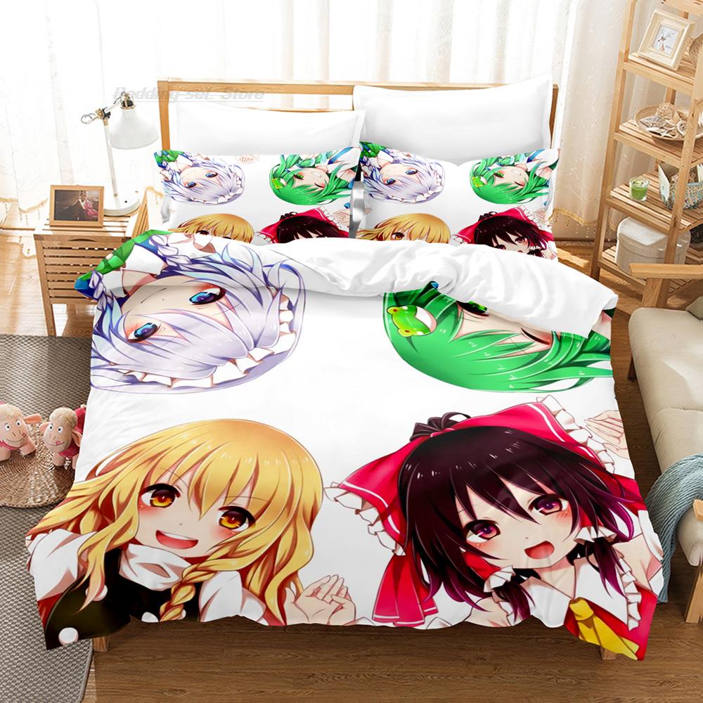Touhou Project Bedding Set Single Twin Full Queen King Size Bed Set Aldult Kid Bedroom Duvetcover Sets 3D Print Cartoon Kawaii