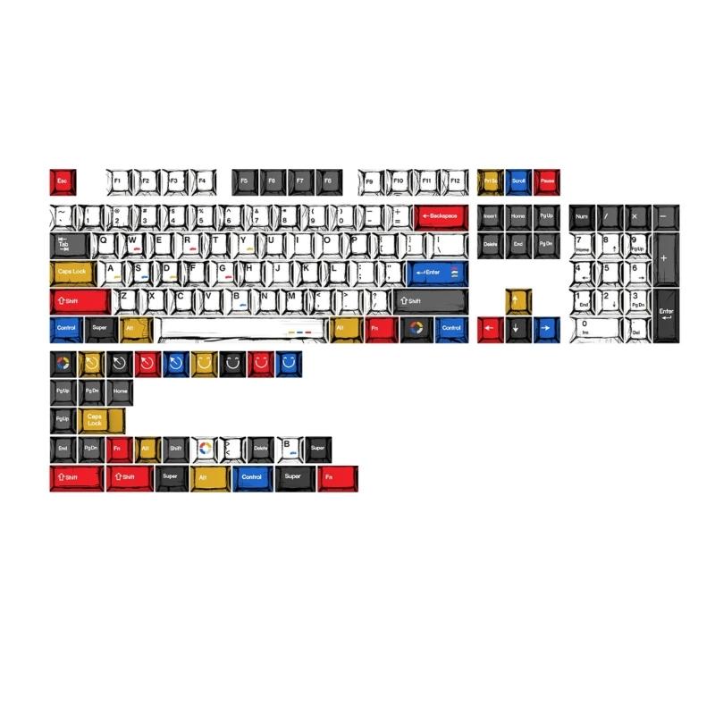 Classical Minimalists Styles 136Key PBT Keycaps Compatible for Full Size Mechanical Keyboards Keycaps Replacement