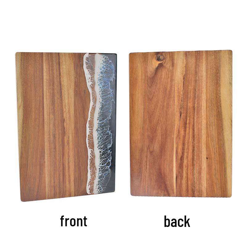 Acacia Wood Cutting Board with Resin Inlay - River Beach Pattern Chopping Board.