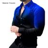 Cuello vuelto Manga Larga Camisa de Hombre Puños con Botón Estampado Cielo Estrellado Slim Camisa de Oficina Ropa Masculina