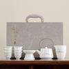 Suet jade tea set, kung fu set, white porcelain office household teapot cover bowl teacup