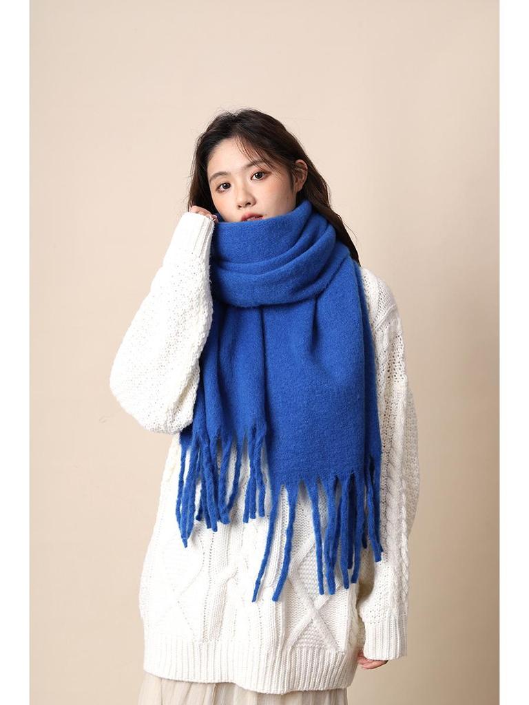 Winter Macaron Mohair Scarf & Snood: Warm, Windproof, Cold-Resistant, Fluffy, Solid Color Dual-Use Shawl.