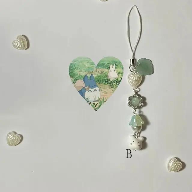 Handmade Four Leaf Clover Beaded Phone Charm Y2K Cute Ceramics Cat Backpack Keychain Bag Key Ring for Girls Christmas Gift