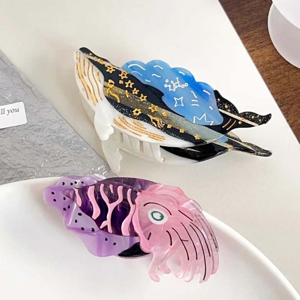 Acetic Acid Acetate Fish Hair Claw Sweet Animal Hair Clip Fashion Sperm Whale Shark Clip  Friends