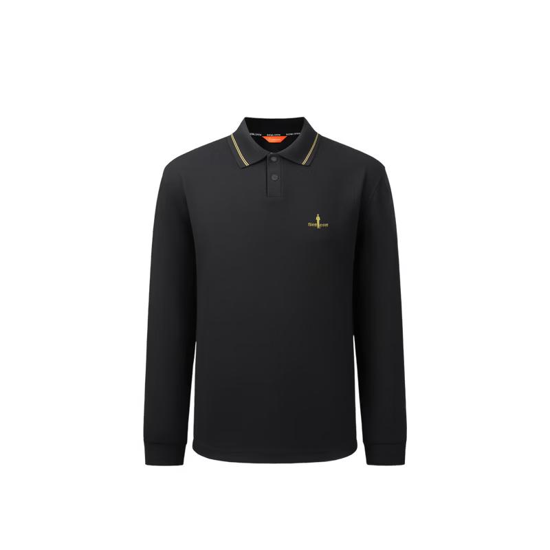 Biyinlefen Men's Plaid Texture Long Sleeve Polo Shirt