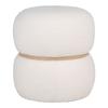 White and Round Pouf In Bouclé Polyester Ø 38 X 41 Cm