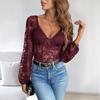 2026 European & American V-Neck Lace Sexy Bodysuit for Women