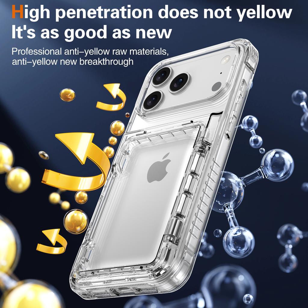 Simple Transparent Card Holder Phone Case For iPhone 17 Pro Max 16 Plus 15 14 13 12 Shockproof Scratch Resistant Slim Fit Cover