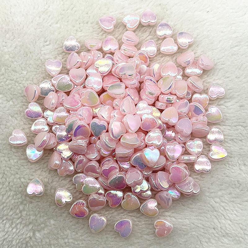 50pcs 8mm AB Colour Heart Shape Acrylic Beads Loose Spacer Beads for Jewelry Makeing DIY Bracelet Necklace Accessories