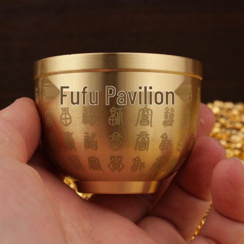 Chinese Five Blessings Brass Treasure Pot Figurine: Fortune-Attracting Handicraft for Home