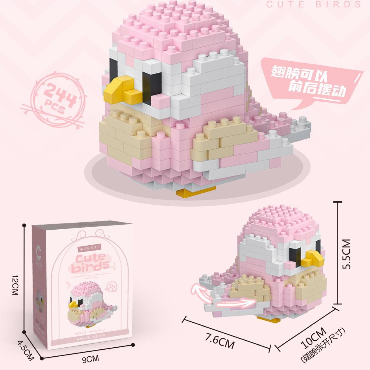 

Chao Le Chuang 8909-20 Meng Bird Series Детские китайские строительные блоки Игрушки Сборка украшений Подарочные игрушки розовый