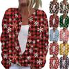Women's Fashion Christmas Printed Long Sleeve Knitted Cardigan Button Down Jacket