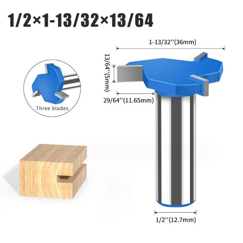 

Фреза с Т-образным пазом и хвостовиком 12 мм 1/2 дюйма, долбежная фреза с подшипником Z3, фальцевая фреза, деревообрабатывающие инструменты 12.7mm shank NO1 синий