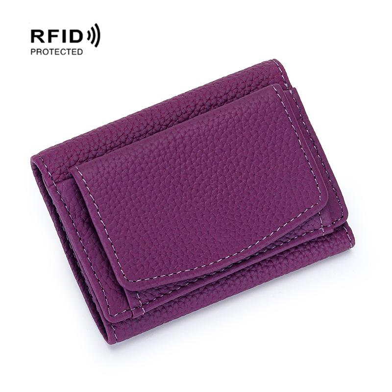 Kompaktowy portfel trójdzielny w stylu japońsko-koreańskim z prawdziwej skóry