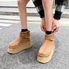 Thick-soled Muffin Ice Boots Women's Shoes 2025 Autumn and Winter New Bread Shoes Heightening Matte Leather Short Boots