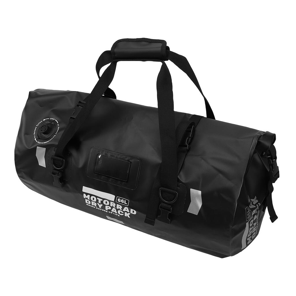 66L Rainproof Cycling B Outdoor Travel B with 4 Straps for Motorcycle Biking Camping Beach Reflective Strip Fast Release Valve