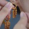 New Retro Elegant Geometric Square Coffee Color Full Diamond Ear Buckle, Versatile Temperament Unique Earrings Earrings