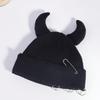 1pc Unisex Horns Cartoon Beanie Hat,Cute Warm Multi-functional Skull Street Cap,Suitable for Halloween,party,festival in Winter