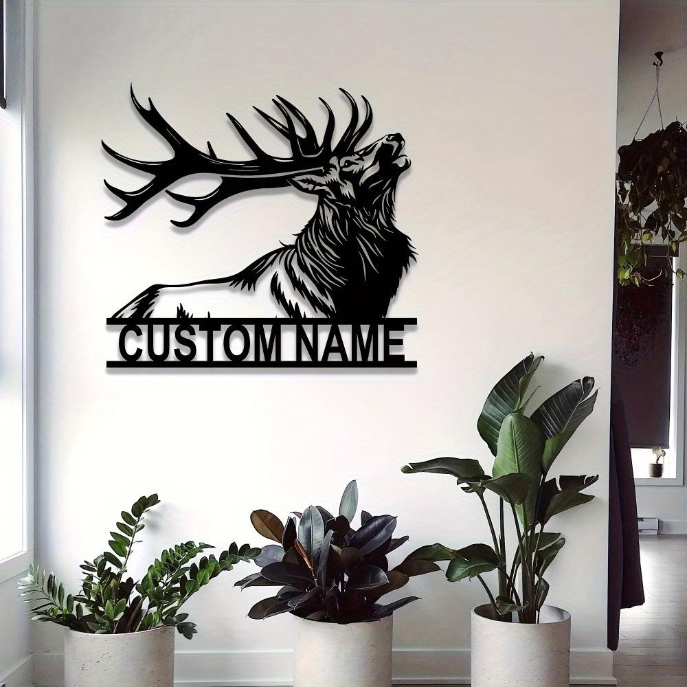 Metal Reindeer Wall Art, Black Iron Silhouette, Adhesive Decorative Sculpture, Indoor Hanging Sign, Home Decor