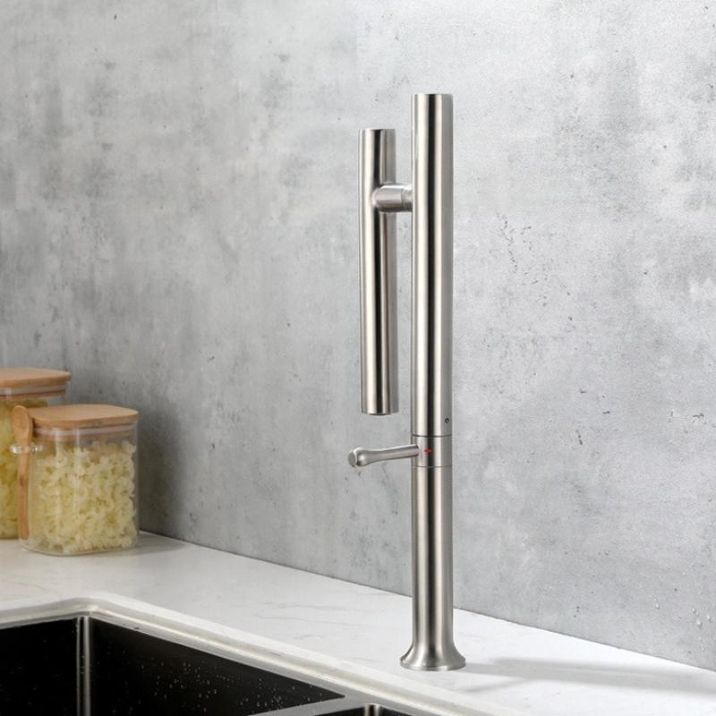 

Раковина из нержавеющей стали 304 Кухонный смеситель для воды Холодная Горячая Вода Однорычажный 360 Вращение Керамический клапан Складной G9/16