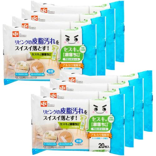 LEC Sesqui Gekiochikun Sheets for Flooring (20 sheets x 8 packs) Alkaline Electrolyzed Water Disinfectant