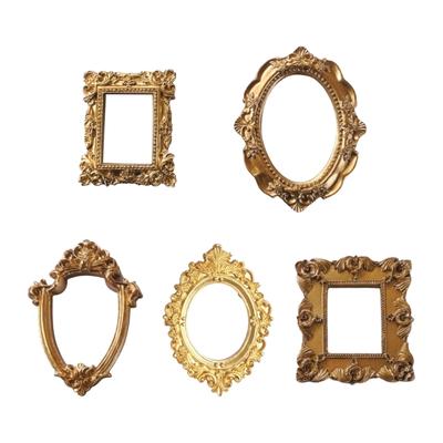 Mini Gold Picture Frame Victorian Small Resin Antique Photo Frame Tiny Baroques Ornate Frame Without Glass or Backing