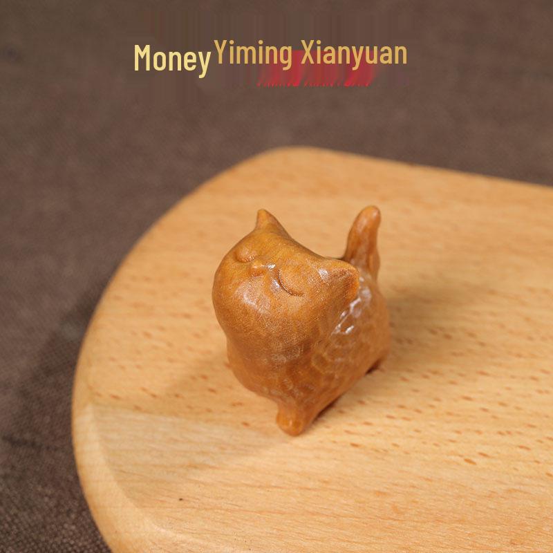 Rosewood Arrogant Cat Carved Wooden Cat Pendant Ornament