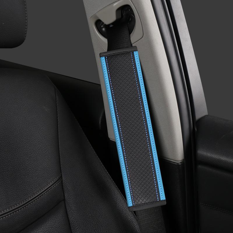 Embossed Fiber Leather Car Seat Belt Shoulder Strap Cover 1Pc Decompression Comfort Easy To Clean for Daily Use 1PCS
