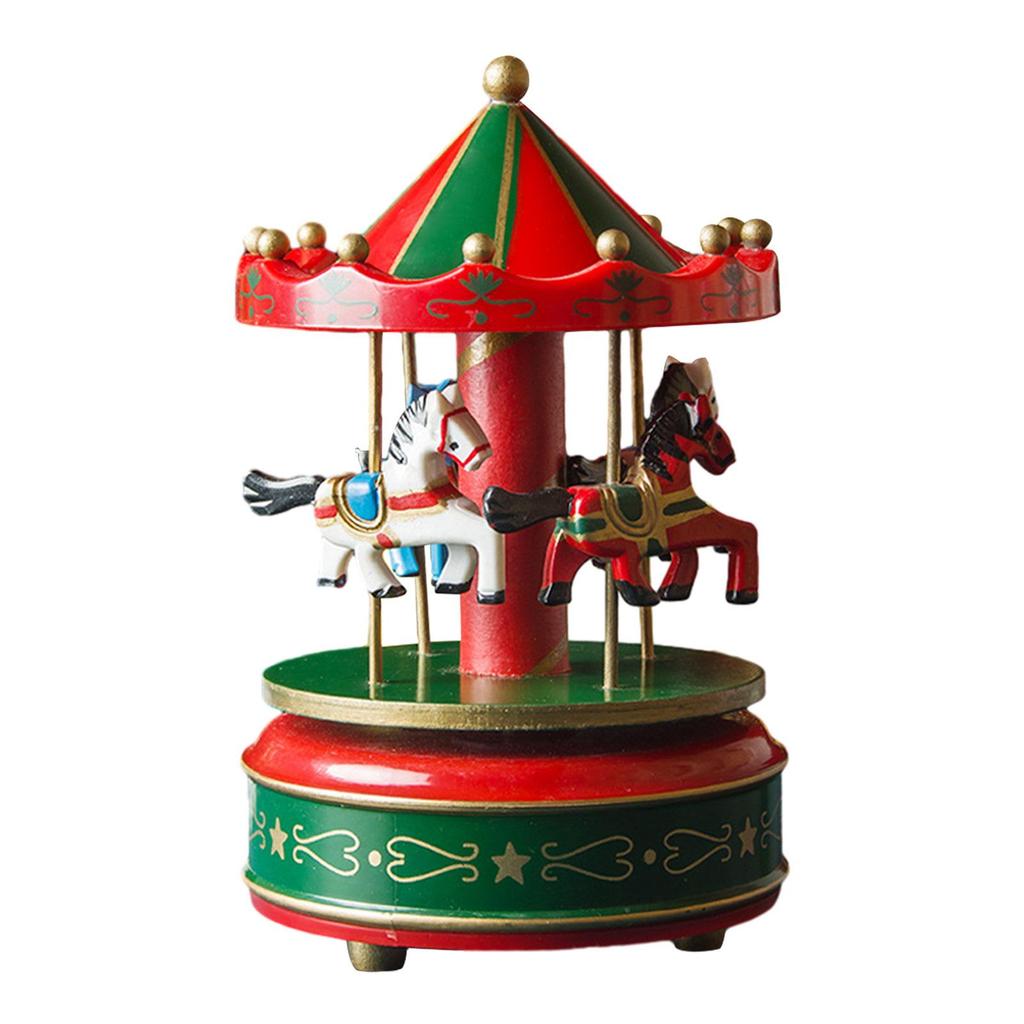 Christmas carousel music box made of wood, a Christmas showpiece in the shape of