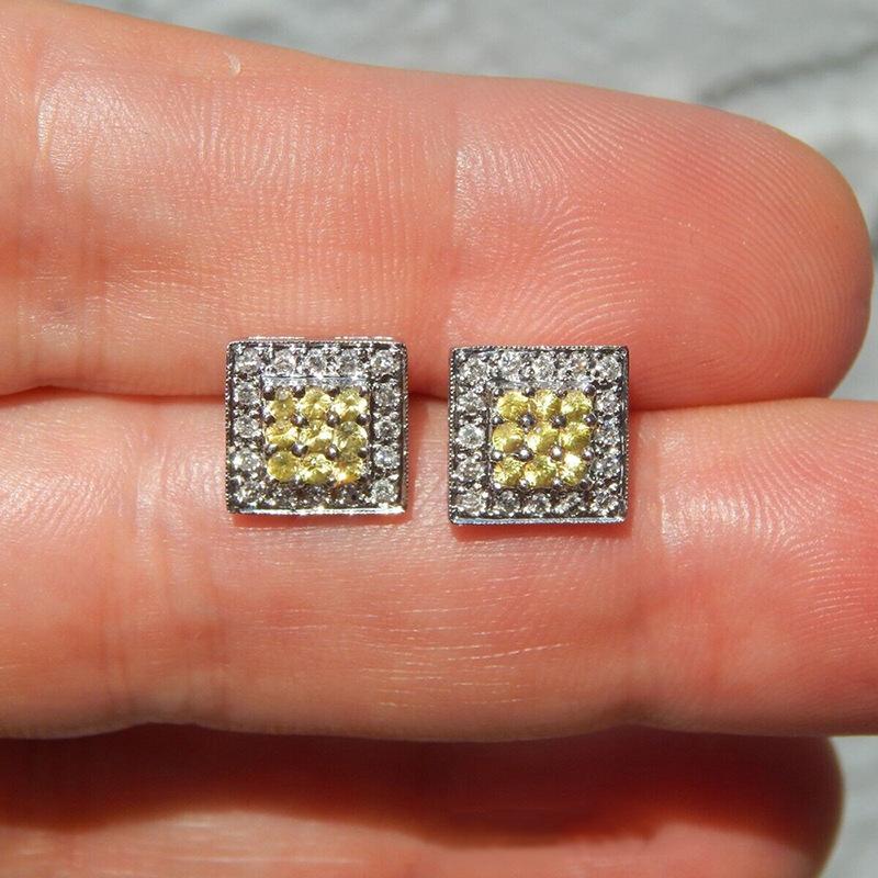 

Двухцветные серьги с цирконами, квадратный геометрический дизайн, простые и модные серьги-пусеты.