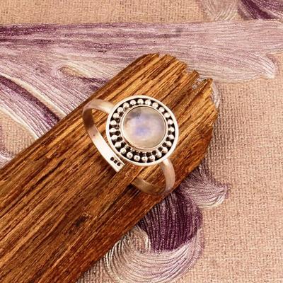 Moonstone 925 Sterling Silver Ring Solid Stone Ring Statement Gemstone Ring Bridal Ring Gift For Christmas 3.95 Gms Approx