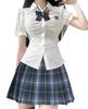 JK High School Girl Uniform Cosplay Uniform Set Shirt Ribbon Skirt Sailor Uniform School Uniform Girl Check Pattern Cultural Festival Costume Party