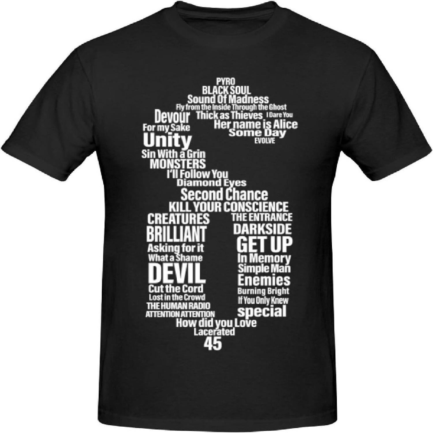 HRGGWYB Men s Shinedowns Pure Cotton Summer Casual and Fashionable T-Shirt(3) S чёрный