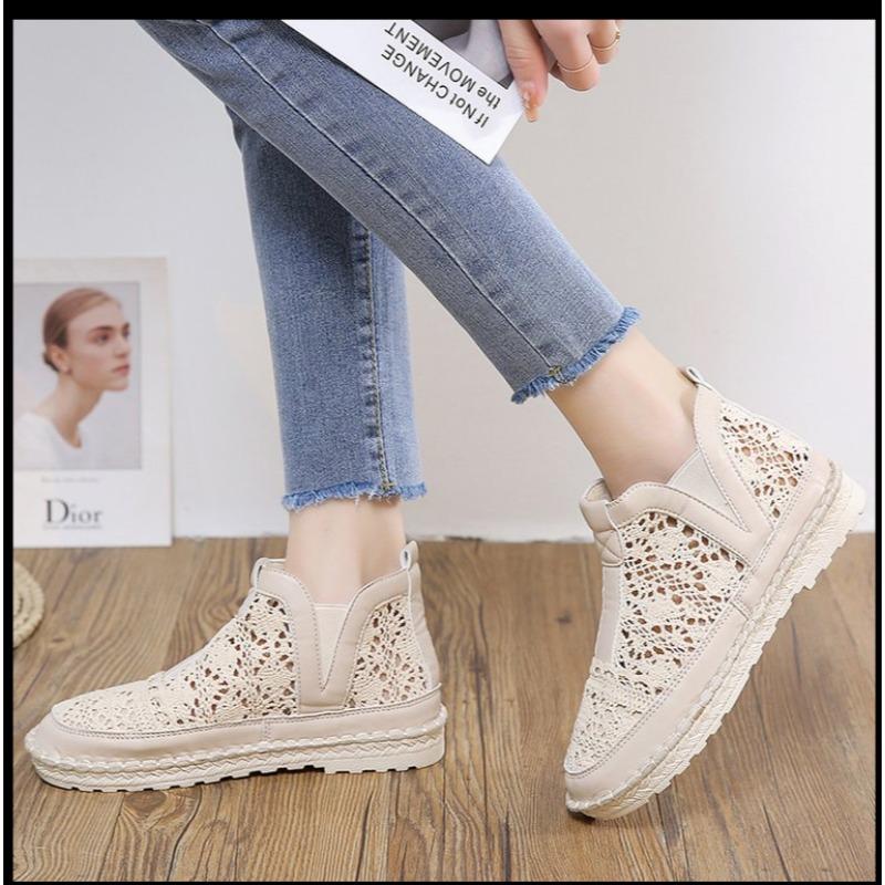 Fashion 2024 New Comfort Fashion Women's Breathable Mesh Summer Shoes Lace Walking Shallow New Solid Non Slip Casual Shoes