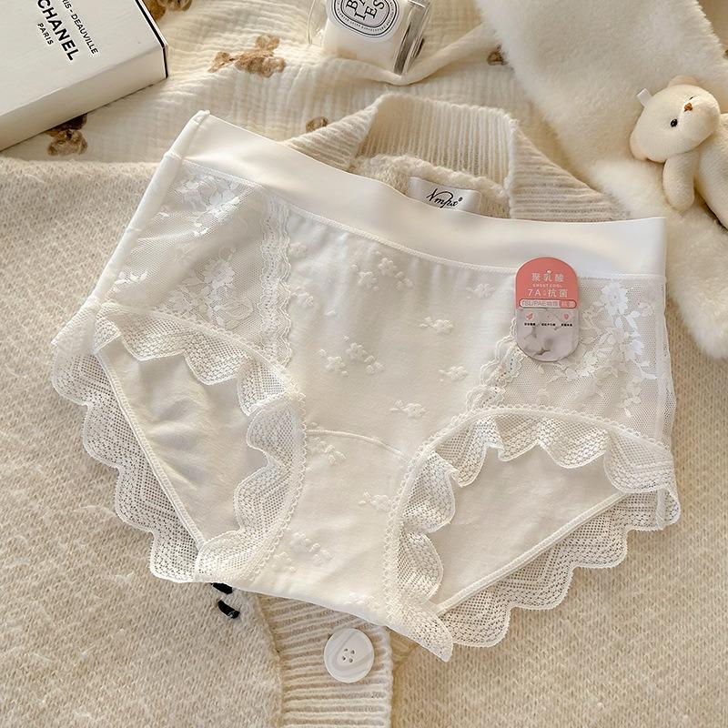 Women S Mid Waist Lace Modal Underwear 7a Antibacterial Plus Size Panties