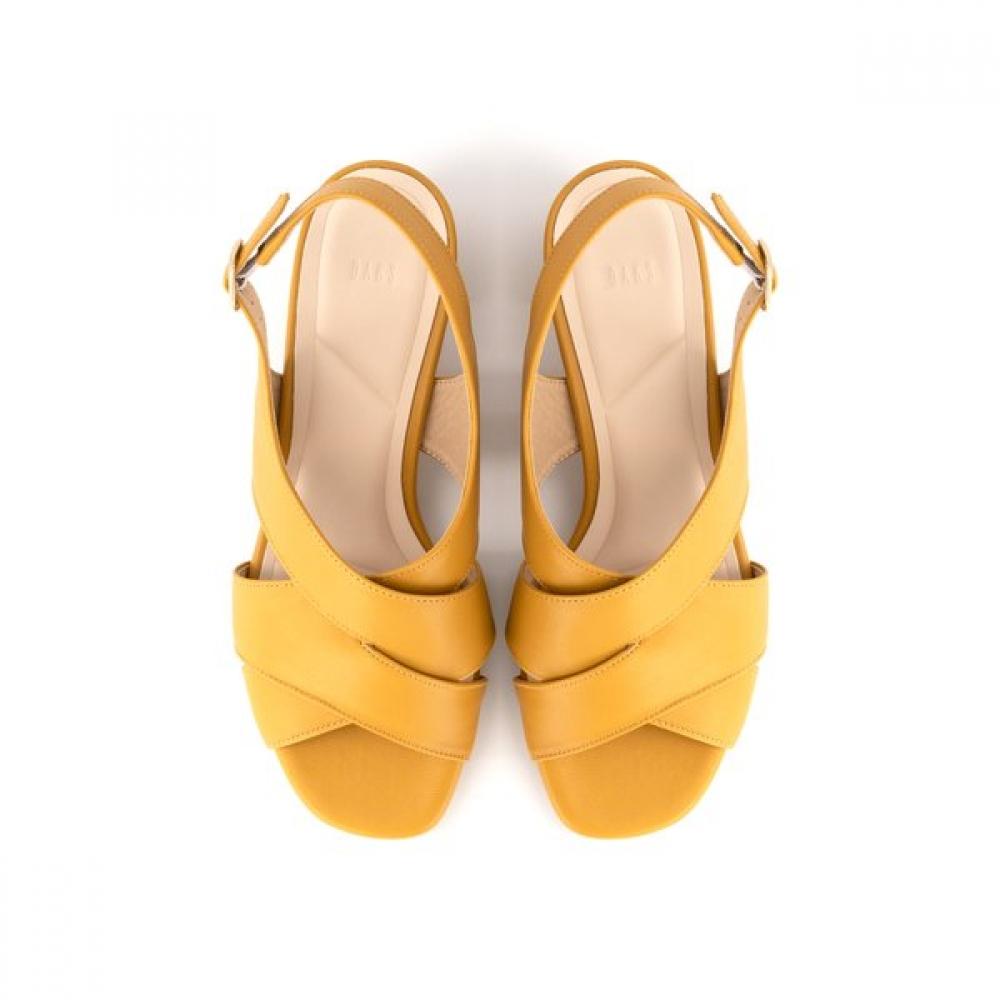 Daks 4cm Cross Leather Semi Dress Sandals Dld301 Mustard