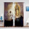 Our Lady Guadalupe Mexican Saint Virgin Mary Floral Sheer Curtains for Bedroom Living Room Kitchen Blinds Window Curtains 2pcs
