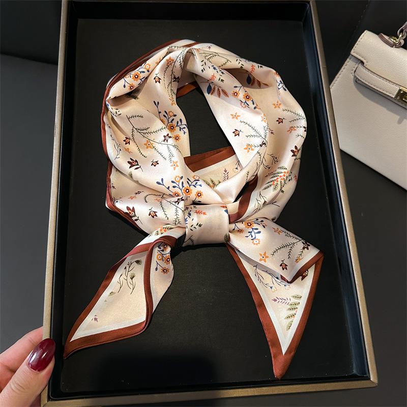 Scarf, Long Silk Scarf, Versatile Silk Scarf, Double-Layer Simulated Silk, Diagonal Scarf, Autumn And Winter Hair Binding And Scarf