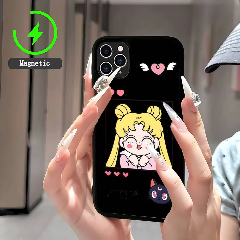 Anime Sailor Moon Handyhülle Magnetische Hülle Für IPhone 16 14 13 12 11 15 Pro Max Plus Für Magsafe Kabelloses Lade Cover