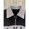Plus Size Women Long Sleeve Hoodie Spring Autumn Loose Casual Oversized Lapel Zipper Patchwork Sweatshirt