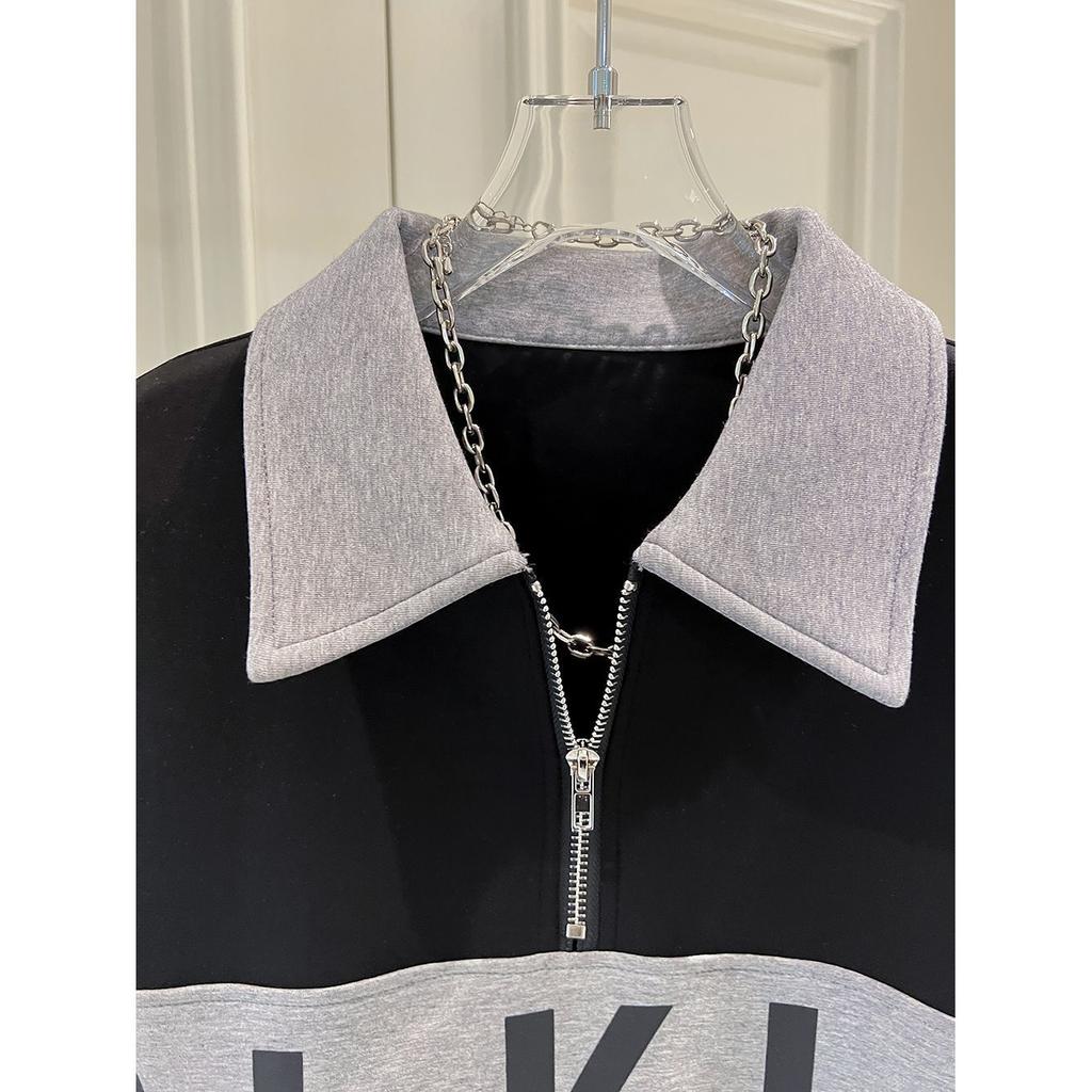 Plus Size Women Long Sleeve Hoodie Spring Autumn Loose Casual Oversized Lapel Zipper Patchwork Sweatshirt