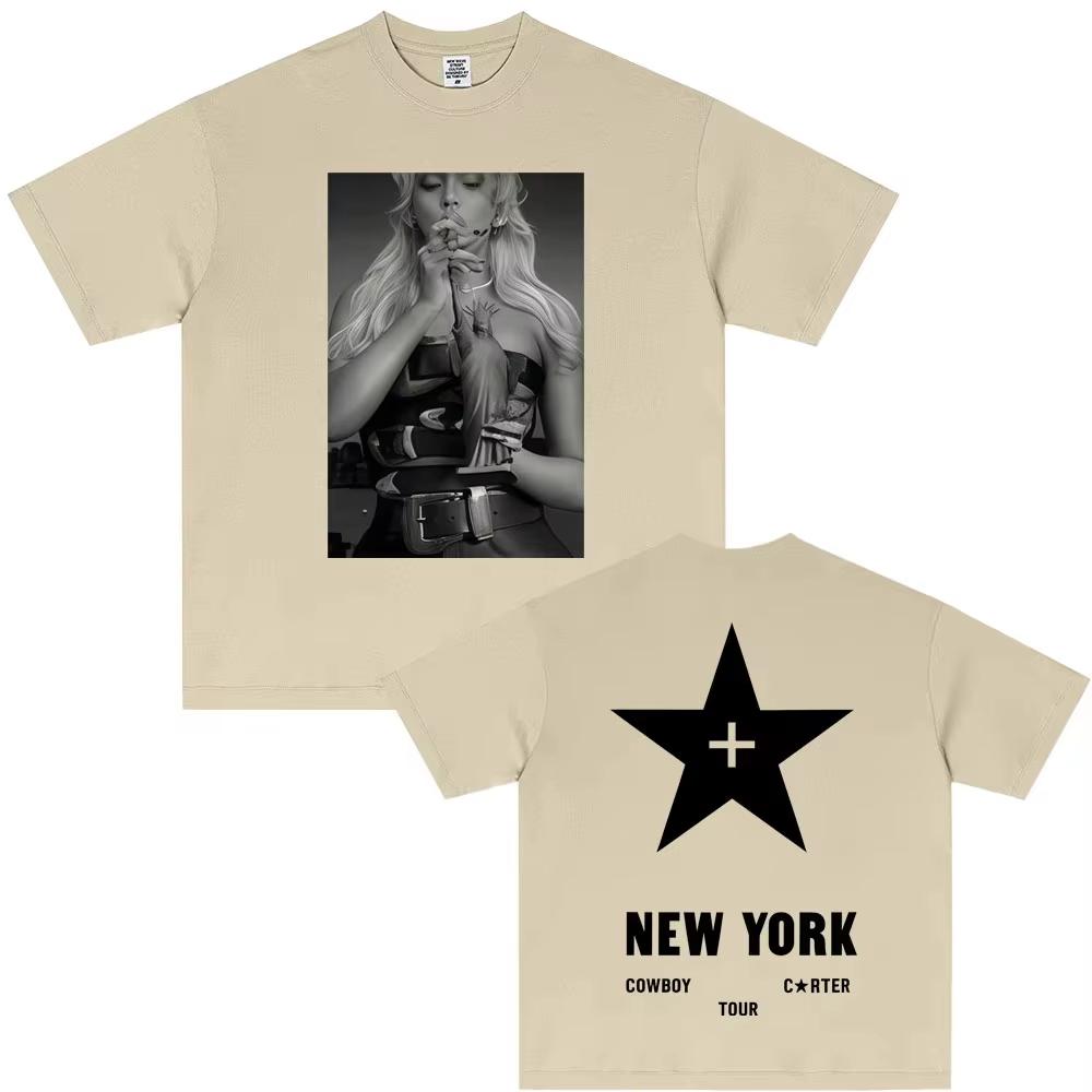 Beyonce Cowboy Carter New York Tour Tshirts UNISEX Women Casual Cotton Vintage T Shirt Male Fashion Pop Music Short Sleeve Tshirt